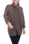 GRANDE TAILLE PULL TUNIQUE 2 PIECES 4284 TAUPE