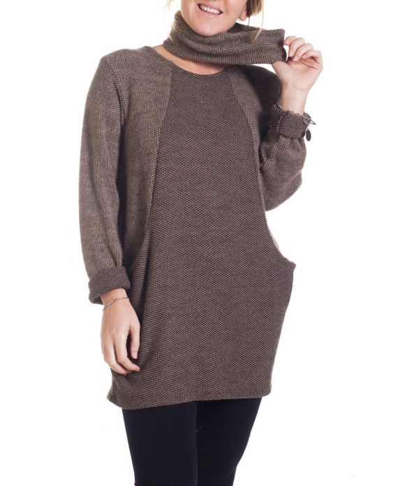 GRANDE TAILLE PULL TUNIQUE 2 PIECES 4284 TAUPE