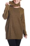 GRANDE TAILLE PULL TUNIQUE 2 PIECES 4284 MOUTARDE