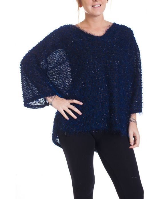 GRANDE TAILLE PULL LUREX 4282 BLEU MARINE