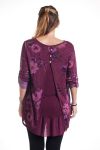 LARGE SIZE TUNIC FLOWERS SUPERPOSEE 4352 BORDEAUX