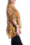 LARGE SIZE TUNIC FLOWERS SUPERPOSEE 4352 MUSTARD
