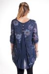 LARGE SIZE TUNIC FLOWERS SUPERPOSEE 4352 BLUE