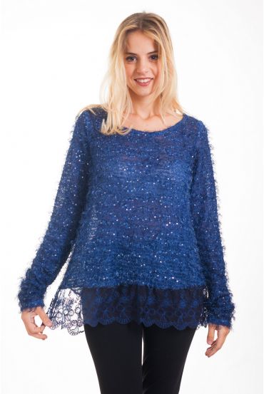 TUNIC HAS SEQUINS 4229 NAVY BLUE