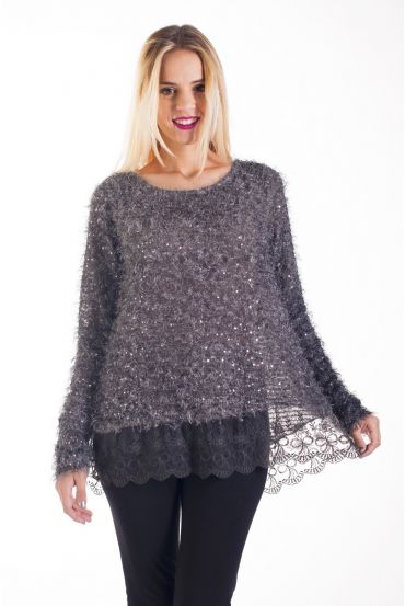 TUNIC HAS SEQUINS 4229 GRAY