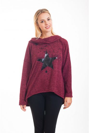 SWEATER HEEFT EEN CAPUCHON NEK VALLEN 4289 BORDEAUX