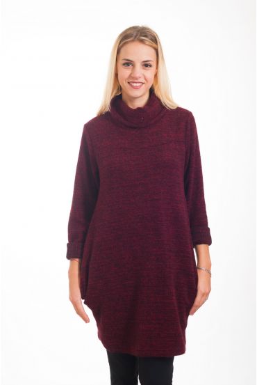 PULL ROBE COL BOULE 4304 BORDEAUX