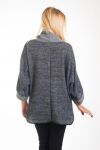 PULL POCHES COL BOULE 4301 GRIS