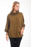 PULL POCHES COL BOULE 4301 MOUTARDE