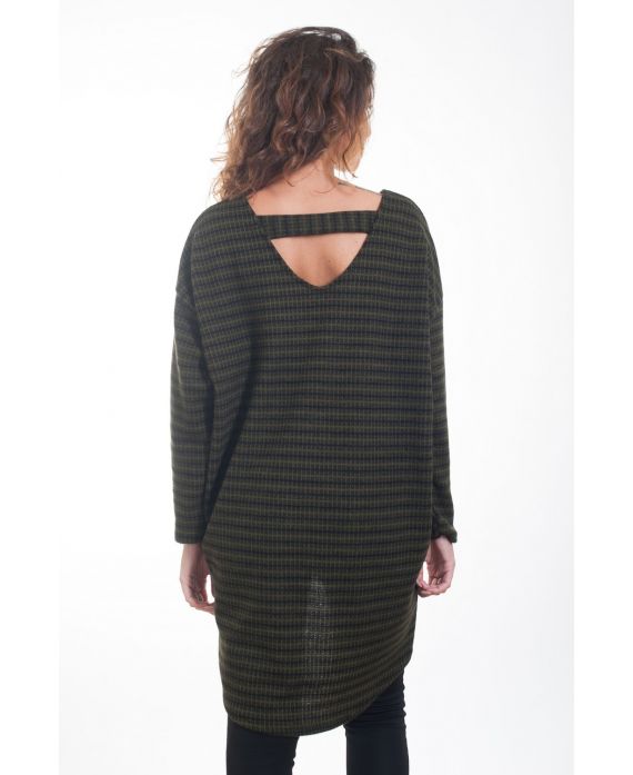 SWEATER TUNIC OPEN BACK 4401 MILITARY GREEN