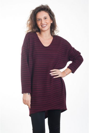 PULL TUNIQUE DOS OUVERT 4401 BORDEAUX