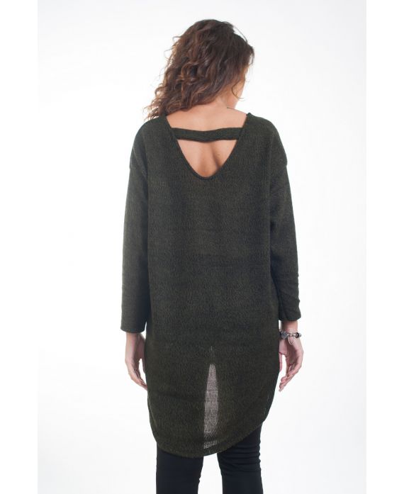 SWEATER TUNIC OPEN BACK 4400 MILITARY GREEN