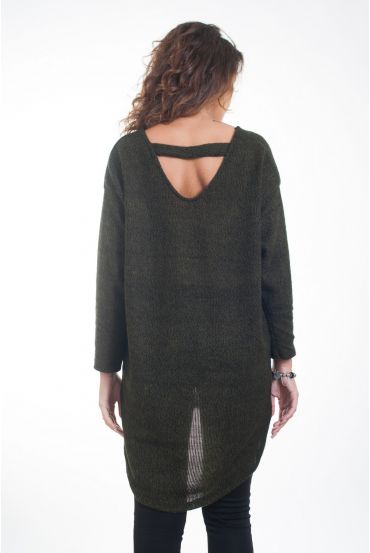 PULL TUNIQUE DOS OUVERT 4400 VERT MILITAIRE