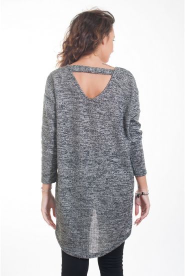 PULL TUNIQUE DOS OUVERT 4400 NOIR