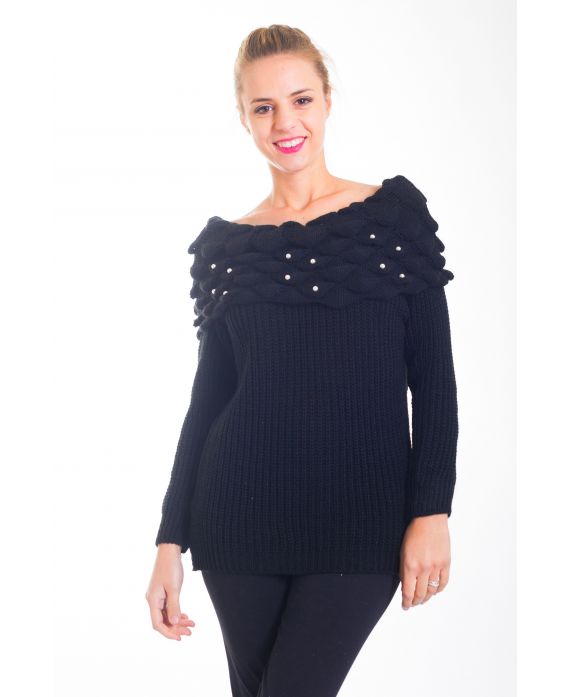 PULLOVER FALLENDE PERLEN 4358 SCHWARZ