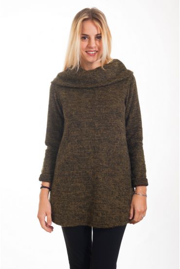 PULLOVER-KLEID MIT ABFALLENDEM KRAGEN 4305 SENF