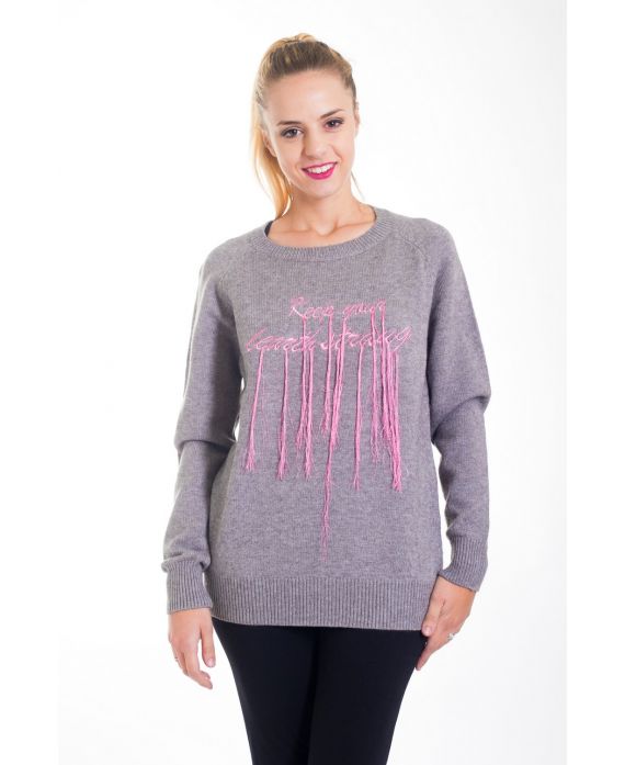 PULL MAILL ECRITURE 4404 GRIS