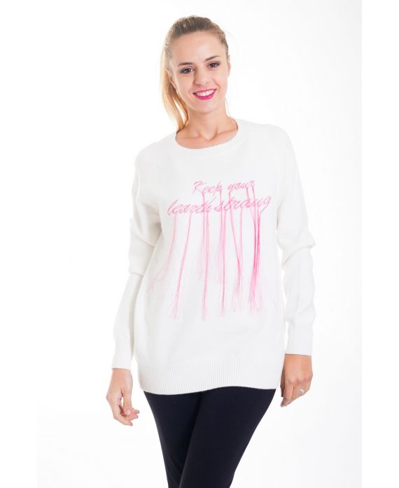 PULL MAILL ECRITURE 4404 BLANC