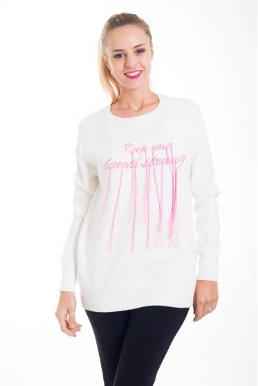 PULL MAILL ECRITURE 4404 BLANC