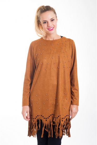 KLEID TUNIKA NUBUKLEDER 4405 CAMEL