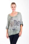 T-SHIRT BUTTERFLY SEQUINS 4423 MILITARY GREEN