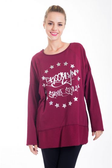 PULL FLOCAGE 4420 BORDEAUX