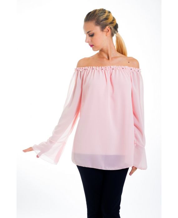 TUNIC BEADED ON SHOULDERS 4416 ROSE