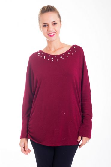 PULL PERLES DOS NŒUD 4415 BORDEAUX