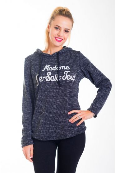 SWEAT "MADAME JE SAIS TOUT" 4411GR