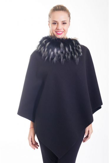 CAPE FAUX FUR 4406 ZWART