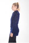 PULL EFFET BRILLANT COL A LACETS 4433 BLEU MARINE