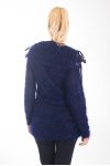 PULL EFFET BRILLANT COL A LACETS 4433 BLEU MARINE