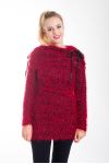 PULL EFFET BRILLANT COL A LACETS 4433 ROUGE