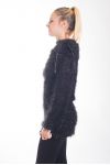 PULL EFFET BRILLANT COL A LACETS 4433 NOIR