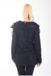 PULL EFFET BRILLANT COL A LACETS 4433 NOIR