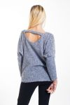 PULL PERLES DOS OUVERT 4441 GRIS