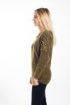 PULL PERLES DOS OUVERT 4441 MOUTARDE