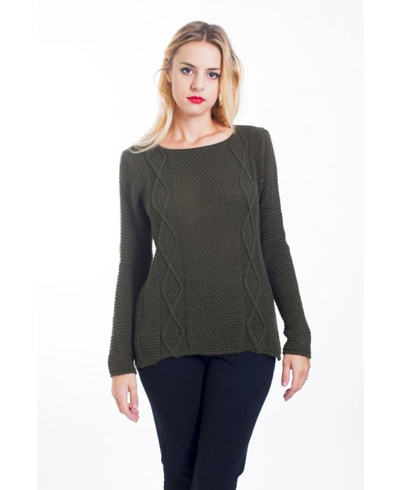 EEN TRUI VAN EEN KABEL-KNIT 4442 MILITAIRE GROEN