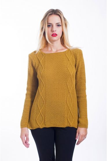 PULLOVER A TRECCE 4442 SENAPE