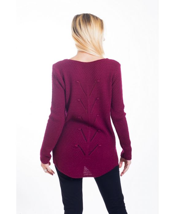 PULLOVER A TRECCE 4442 BORDEAUX