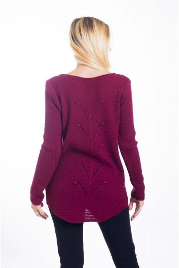 EEN TRUI VAN EEN KABEL-KNIT 4442 BORDEAUX