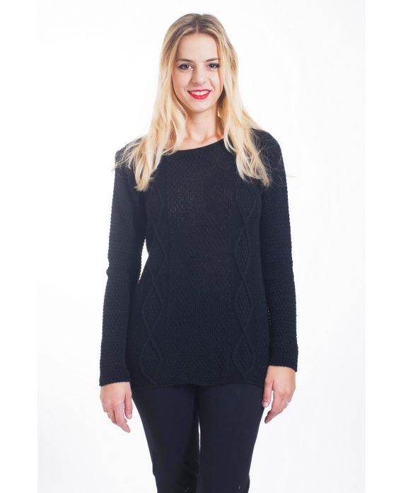 PULLOVER A TRECCE 4442 NERO