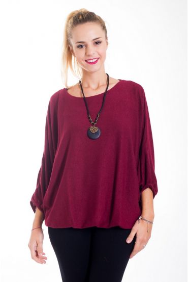 PULL + BIJOU 4443 BORDEAUX