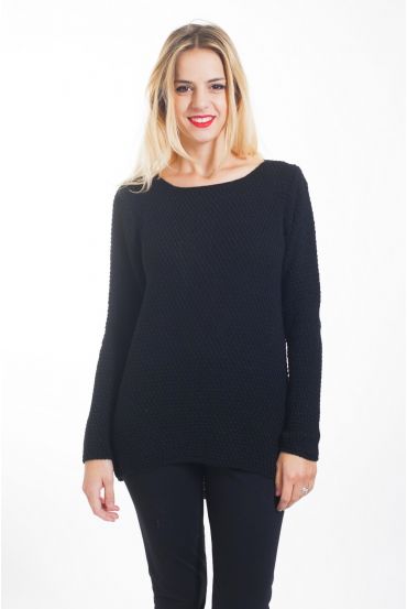 PULLOVER DOS AJOURE 4444 NOIR