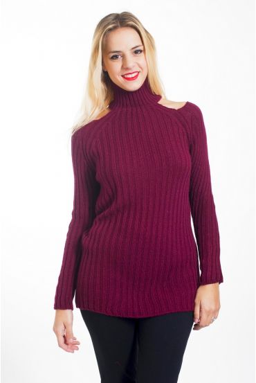 PULLOVER EPAULES OUVERTES 4445 BORDEAUX