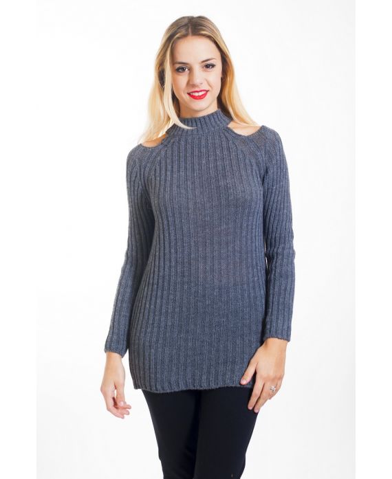 PULLOVER EPAULES OUVERTES 4445 GRIS