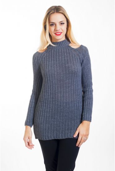 PULLOVER EPAULES OUVERTES 4445 GRIS