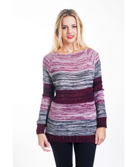 PULLOVER MAILLE CHINEE LUREX 4446 BORDEAUX