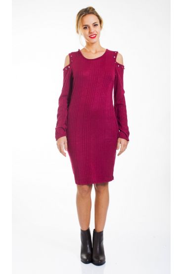 KLEID SCHULTER PERLEN 4449 BORDEAUX