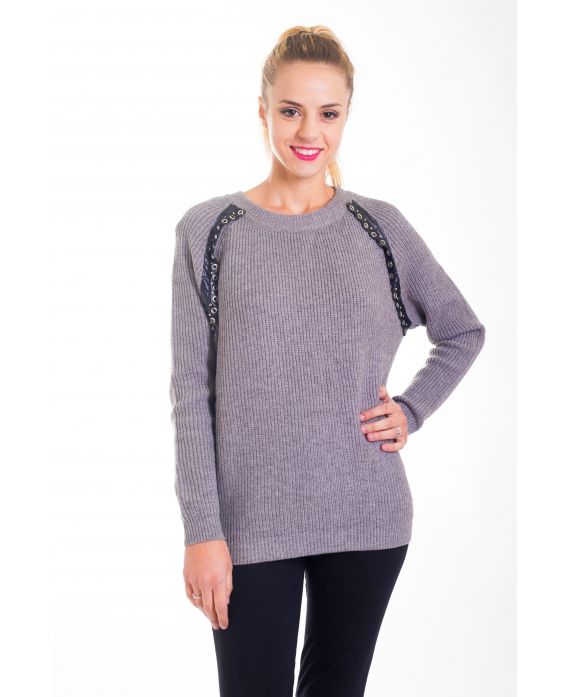 PULLOVER A ŒILLETS 4451 GRIS